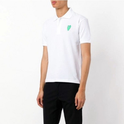 [꼼데가르송]Cdgplay 2020 Mens Heart Cotton Short Sleeved Polo Tshirts - 꼼데가르송 2020 남성 하트 코튼 반팔 폴로티 Cdg0070x.Size(s - xl).화이트