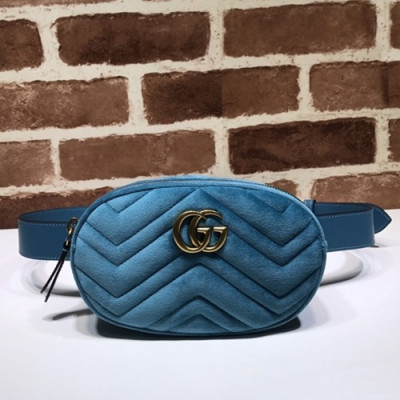 Gucci 2020 Marmont Matlase Velvet Belt Bag,18CM - 구찌 2020 마몬트 마틀라세 벨벳 벨트백 ,476434 ,GUB1015,18CM,연블루