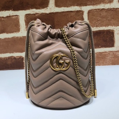 Gucci 2020 GG Marmont Mini Women Bucket Chain Shoulder Bag,19CM - 구찌 2020 GG 마몬트 미니 여성용 버킷 체인 숄더백, 575163,GUB1024,19CM,베이지