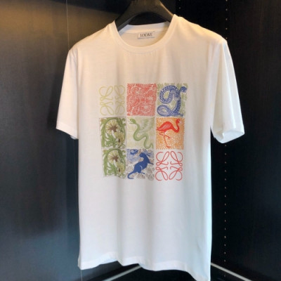 [로에베]Loewe 2020 Mens Logo Silket Short Sleeved Tshirts - 로에베 2020 남성 로고 실켓 반팔티 Loe0210x.Size(m - 3xl).화이트