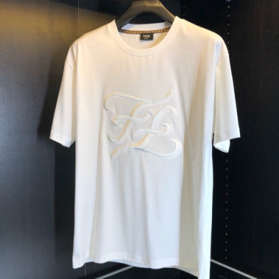 [펜디]Fendi 2020 Mens Logo Casual Silket Short Sleeved Tshirts - 펜디 2020 남성 로고 캐쥬얼 실켓 반팔티 Fen0643x.Size(s - 2xl).화이트