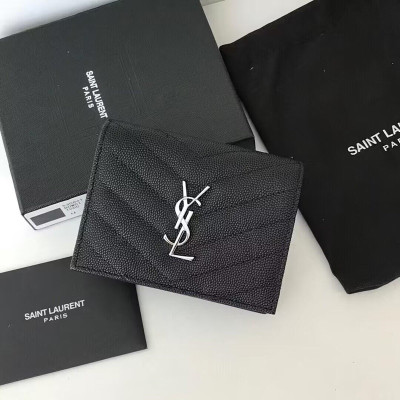 Saint Laurent 2023 Leather Wallet,453276- 입생로랑 2023 남여공용 레더 반지갑 SLW0064,블랙