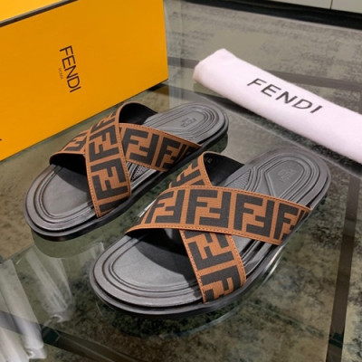 Fendi 2020 Mens Leather & Knit Slipper - 펜디 2020 남성용 레더 &니트 슬리퍼 FENS0324,Size(240 - 270).블랙브라운