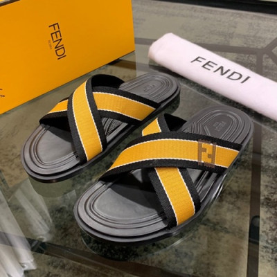 Fendi 2020 Mens Leather & Knit Slipper - 펜디 2020 남성용 레더 &니트 슬리퍼 FENS0326,Size(240 - 270).블랙옐로우