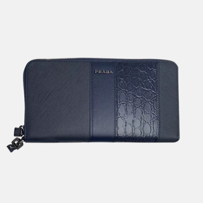 Prada 2020 Saffiano Mens Zip Round Wallet, 2ML028 - 프라다 2020 사피아노 남성용 지퍼 라운드 장지갑,PRAW0170,20CM.네이비