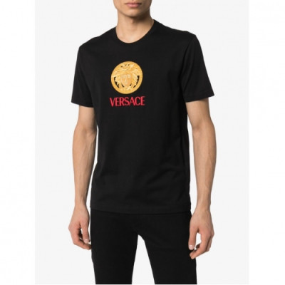 [베르사체]Versace 2020 Mens Logo Silket Short Sleeved Tshirts - 베르사체 2020 남성 메두사 실켓 반팔티 Ver0596x.Size(s - 3xl).블랙