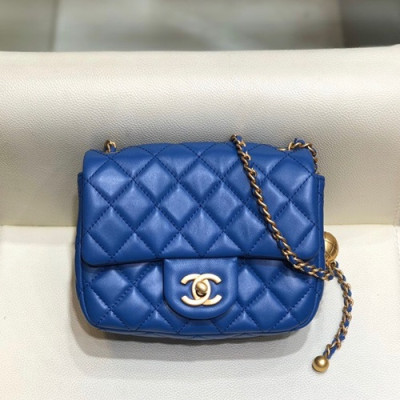 Chanel 2020 Leather Chain Cross Bag,18CM - 샤넬 2020 레더 체인 크로스백,CHAB1419,18CM,블루