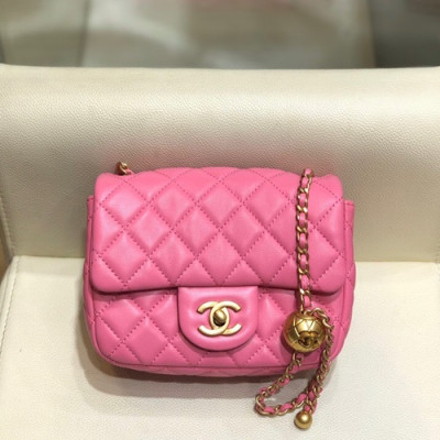 Chanel 2020 Leather Chain Cross Bag,18CM - 샤넬 2020 레더 체인 크로스백,CHAB1424,18CM,핑크