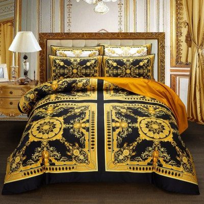 Versace 2020 Cotton Bedding 4 Set - 베르사체 2020 코튼 4종 세트, BEDS0017,블랙옐로우