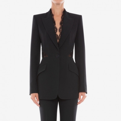 [알렉산더 맥퀸]Alexander McQueen 2020 Womens V-neck Cotton Suit Jackets - 알렉산더 맥퀸 2020 여성 브이넥 코튼 슈트 자켓 Ale0088x.Size(s - l).블랙