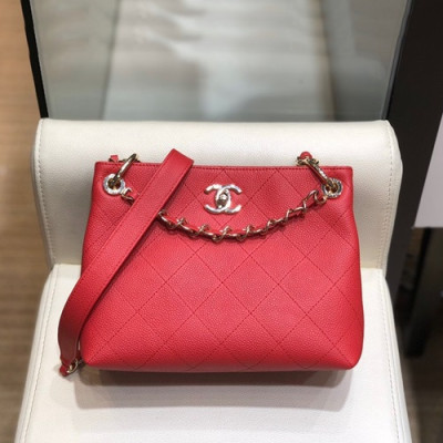 Chanel 2020 Leather Chain Shoulder Bag,22CM - 샤넬 2020 여성용 레더 체인 숄더백,CHAB1444,22CM,레드