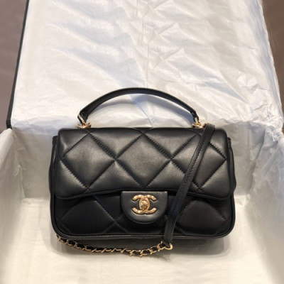 Chanel 2020 Leather Chain Tote Shoulder Bag,22CM - 샤넬 2020 여성용 레더 체인 토트 숄더백,CHAB1455,22CM,블랙