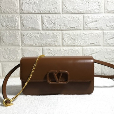 Valentino 2020 Garavani Vsling Leather Clutch Bag / Shoudler Bag,26CM - 발렌티노 2020 가라바니 브이슬링 레더 클러치백 / 숄더백,VTB1003,26CM,브라운