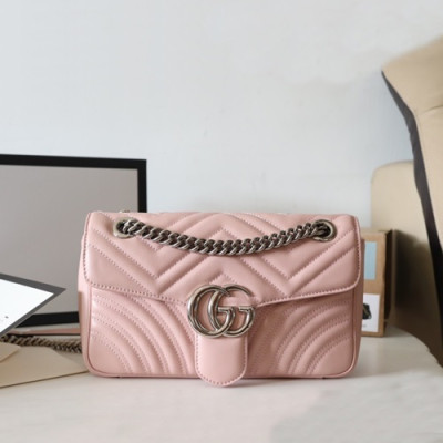 Gucci 2020 GG Marmont Matlase Women Shoulder Bag,26CM - 구찌 2020 GG 마몬트 마틀라세 여성용 숄더백 443497,GUB1113,26CM,연핑크