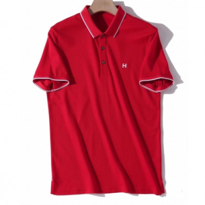 Hermes 2019 Mens Logo Cotton Polo Short Sleeved Tshirt - 에르메스 2019 남성 로고 코튼 폴로 반팔티 Her0458x.Size(m - 3xl).레드