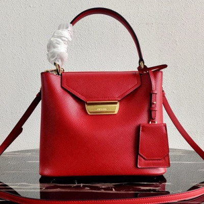 Prada 2020 Saffiano Tote Shoulder Bag,24CM - 프라다 2020 사피아노 여성용 토트 숄더백 ,1BN012-6,24cm,레드