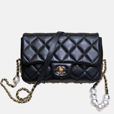 Chanel 2020 Leather Chain Cross Bag,22CM - 샤넬 2020 레더 체인 크로스백,CHAB1482,22CM,블랙