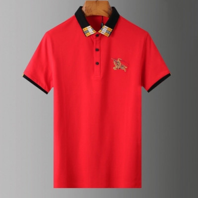 [버버리]Burberry 2020 Mens Logo Silket Short Sleeved Polo Tshirts - 버버리 2020 남성 로고 실켓 폴로 반팔티 Bur02617x.Size(m - 3xl).레드