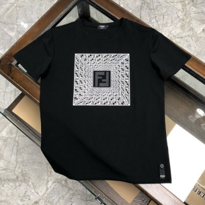 [펜디]Fendi 2020 Mens Logo Casual Silket Short Sleeved Tshirts - 펜디 2020 남성 로고 캐쥬얼 실켓 반팔티 Fen0687x.Size(m - 3xl).블랙