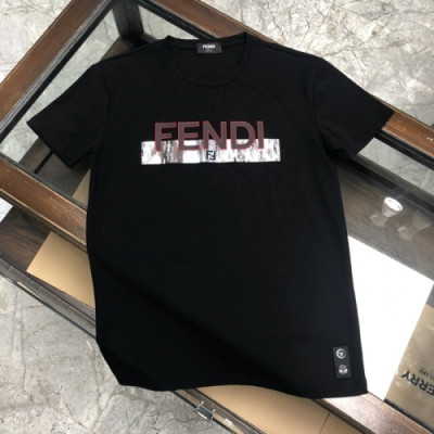 [펜디]Fendi 2020 Mens Logo Casual Silket Short Sleeved Tshirts - 펜디 2020 남성 로고 캐쥬얼 실켓 반팔티 Fen0701x.Size(m - 3xl).블랙