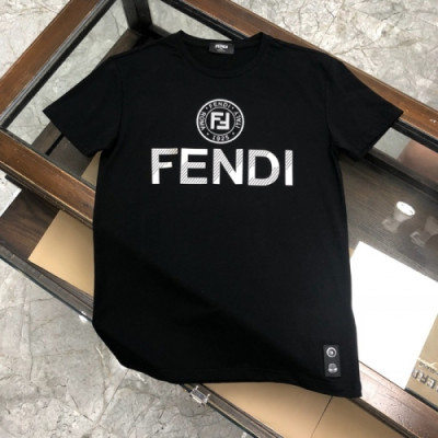 [펜디]Fendi 2020 Mens Logo Casual Silket Short Sleeved Tshirts - 펜디 2020 남성 로고 캐쥬얼 실켓 반팔티 Fen0704x.Size(m - 3xl).블랙