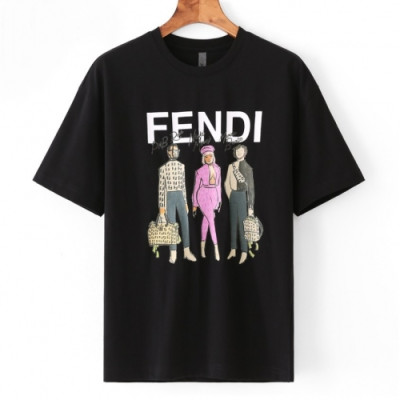 [펜디]Fendi 2020 Mm/Wm Logo Casual Cotton Short Sleeved Tshirts - 펜디 2020 남/녀 로고 캐쥬얼 코튼 반팔티 Fen0706x.Size(s - xl).블랙