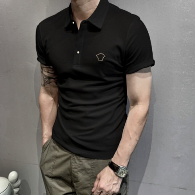 [베르사체]Versace 2020 Mens Logo Silket Short Sleeved Polo Tshirts - 베르사체 2020 남성 메두사 실켓 폴로 반팔티 Ver0628x.Size(m - 3xl).블랙