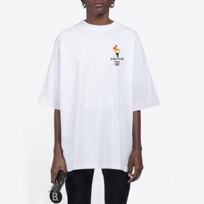 [발렌시아가]Balenciaga 2020 Mm/Wm Logo Cotton Short Sleeved Tshirts - 발렌시아가 2020 남자 로고 오버사이즈 코튼 반팔티 Bal0630x.Size(s - l).화이트