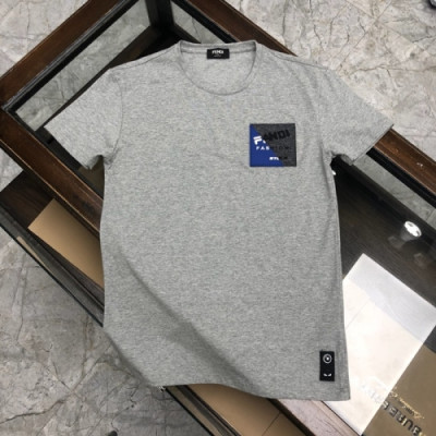 [펜디]Fendi 2020 Mens Logo Casual Silket Short Sleeved Tshirts - 펜디 2020 남성 로고 캐쥬얼 실켓 반팔티 Fen0709x.Size(m - 3xl).그레이