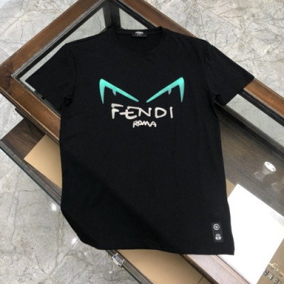 [펜디]Fendi 2020 Mens Logo Casual Silket Short Sleeved Tshirts - 펜디 2020 남성 로고 캐쥬얼 실켓 반팔티 Fen0713x.Size(m - 3xl).블랙