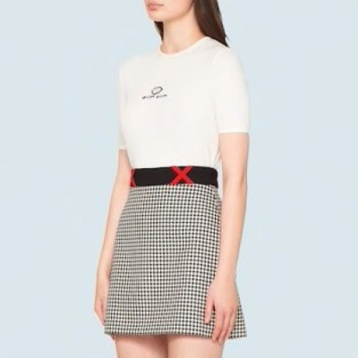 Miumiu 2020 Ladies Cotton Short Sleeved Tshirts - 미우미우 2020 여성 코튼 반팔티 Miu0194x.Size(s - l).화이트