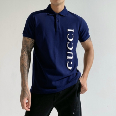 [매장판]Gucci 2020 Mens Logo Cotton Short Sleeved Polo Tshirts - 구찌 2020 남성 로고 코튼 폴로 반팔티 Guc02745x.Size(m - 2xl).네이비