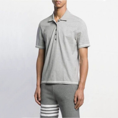 [톰브라운]Thom Browne 2020 Mens Casual Cotton Short Sleeved Polo Tshirts - 톰브라운 2020 남성 로고 코튼 폴로 반팔티 Tho0781x.Size(m - 2xl).그레이