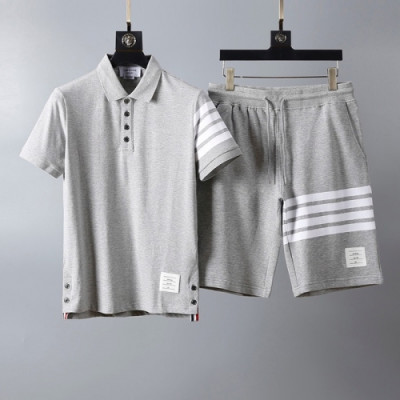 [톰브라운]Thom browne 2020 Mens Casual Training Short Sleeved Clothes&Half Pants - 톰브라운 2020 남성 캐쥬얼 트레이닝 반팔티&반바지 Thom0837x.Size(m - 2xl).그레이