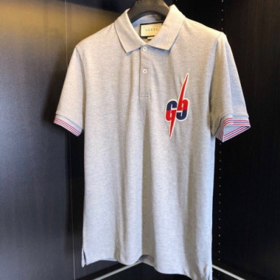 [매장판]Gucci 2020 Mens Logo Cotton Short Sleeved Polo Tshirts - 구찌 2020 남성 로고 코튼 폴로 반팔티 Guc02816x.Size(m - 2xl).그레이