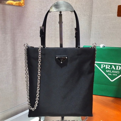 Prada 2020 Nylon Tote Shoulder Shopper Bag,23cm - 프라다 2020 여성용 나일론 토트 숄더 쇼퍼백 ,1BA252-2,23cm,블랙