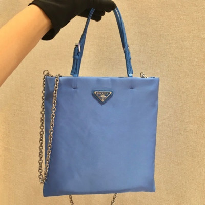 Prada 2020 Nylon Tote Shoulder Shopper Bag,23cm - 프라다 2020 여성용 나일론 토트 숄더 쇼퍼백 ,1BA252-4,23cm,스카이블루