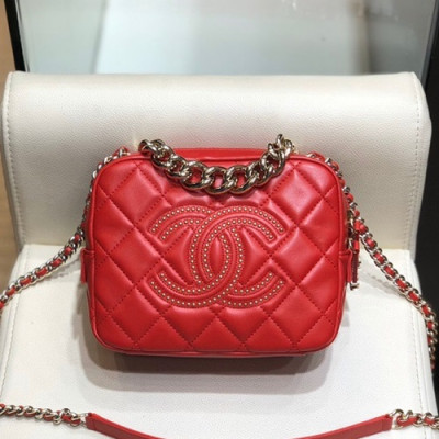 Chanel 2020 Leather Camera Chain Cross Bag,18CM - 샤넬 2020 레더 카메라 체인 크로스백,CHAB1489,18CM,레드