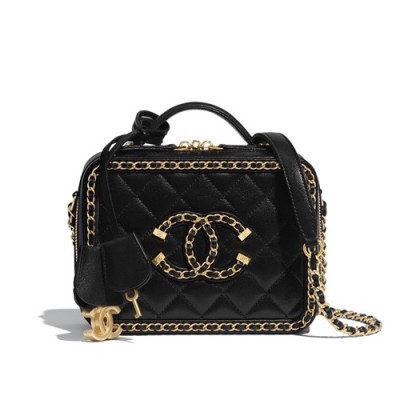 Chanel 2020 Leather Chain Tote Shoulder Cross Bag,18CM - 샤넬 2020 레더 체인 토트 숄더 크로스백,CHAB1497,18CM,블랙