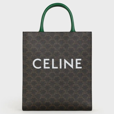 Celine 2020 Vertical Cabas Canvas Tote Shopper Bag,32CM - 셀린느 2020 버티컬 카바스 캔버스 토트 쇼퍼백 ,191542-4,32CM,브라운그린