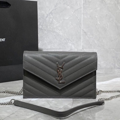 Saint Laurent 2020 Women Monogram Chain Shoulder Bag ,19CM - 입생로랑 2020 여성용 모노그램 체인 숄더백 393953 ,SLB0549,19CM,그레이(은장)