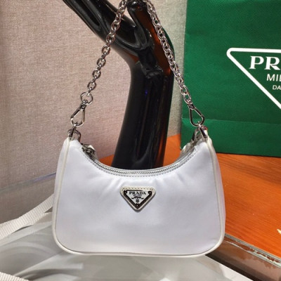 Prada 2020 Nylon Mini Hobo Tote Shoulder Bag,15CM - 프라다 2020 나일론 미니 호보 토트 숄더백,PRAB0120,15cm,화이트