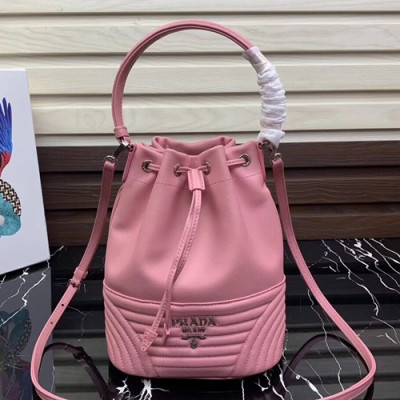 Prada 2020 Women Leather Bucket Tote Shoulder Bag ,22.5CM - 프라다 2020 여성용 레더 버킷 토트 숄더백 1BH038-20,22.5CM,핑크