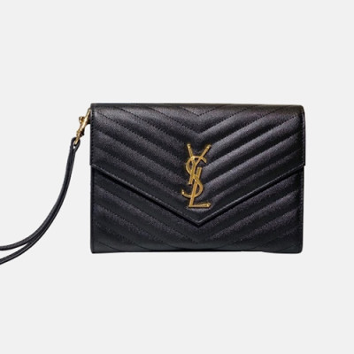 Saint Laurent 2020 Leather Clutch Bag,21CM - 입생로랑 2020 레더 클러치백, SLB0559,21CM,블랙