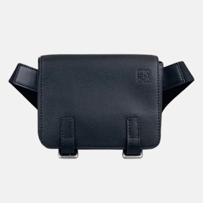 Loewe 2020 Leather Mens Hip Sack Bumbag,18CM - 로에베 2020 남성용 레더 힙색 범백,LOEB0398, 18CM, 블랙