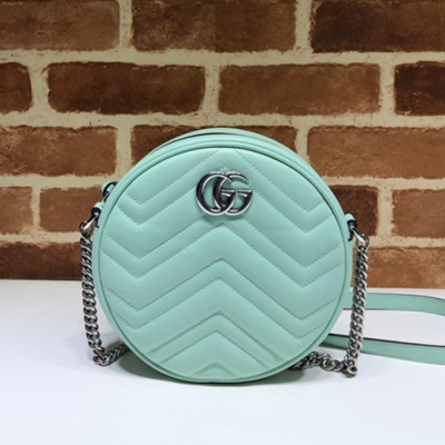 Gucci 2020 GG Marmont Mini Round Women Shoulder Bag,18CM - 구찌 2020 GG 마몬트 미니 라운드 여성용 숄더백 550154,GUB1160,18CM,민트