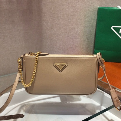 Prada 2020 Women Leather Shoulder Bag ,20CM - 프라다 2020 여성용 레더 숄더백 1BH171-3,20CM,베이지