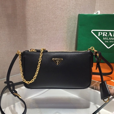 Prada 2020 Women Leather Shoulder Bag ,20CM - 프라다 2020 여성용 레더 숄더백 1BH171-4,20CM,블랙