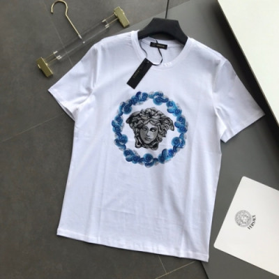 [베르사체]Versace 2020 Mens Logo Silket Short Sleeved Tshirts - 베르사체 2020 남성 메두사 실켓 반팔티 Ver0671x.Size(m - 3xl).화이트