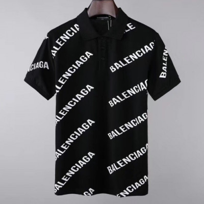 [발렌시아가]Balenciaga 2020 Mens Logo Cotton Short Sleeved Polo Tshirts - 발렌시아가 2020 남성 로고 코튼 폴로 반팔티 Bal0666x.Size(m - 2xl).블랙